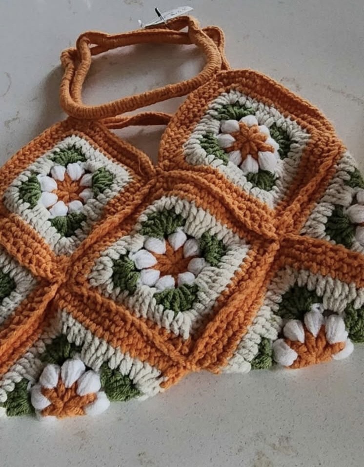 White Flower Design Bag
